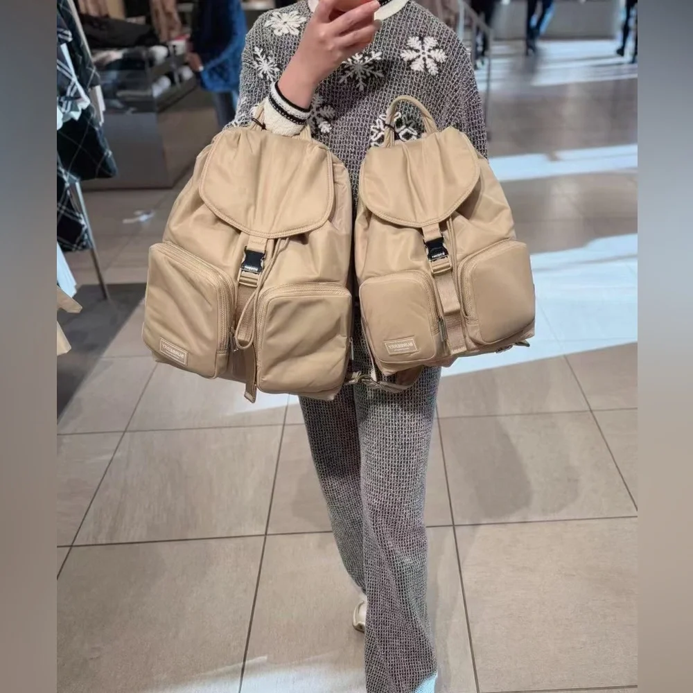 Sale ends 6/29 Burberry nylon Tan Backpack with logo nwt small